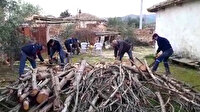 Jandarma şehit annesinin odunlarını kesti