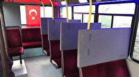 Yolcu minibüsünde koronavirüse karşı bölmeli önlem