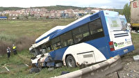 Tır ile otobüsün çarpışması sonucu 9 yaralandı: Kaza yerinden ilk görüntüler