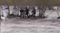 Aras Nehri’ne düşen dana böyle kurtarıldı