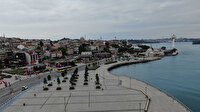 Boş kalan Üsküdar Meydanı havadan fotoğraflandı