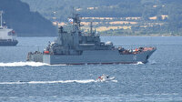 Rus savaş gemisi Çanakkale Boğazı'ndan geçti: Türk Sahil Güvenlik botları eşlik etti