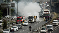Haliç Köprüsü'nde trafiği kilitleyen yangın