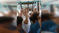 Tramvaydaki kalabalık vatandaş kamerasına yansıdı