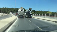 Beton mikserlerinin tehlikeli yarışı kamerada