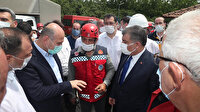Süleyman Soylu, Fahrettin Koca ve Zehra Zümrüt Selçuk havai fişek fabrikasındaki patlamanın yaşandığı bölgede