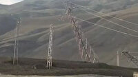 Sel sularının enerji hatlarını yıkma anı kamerada