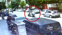 Motosikletle seyir halindeyken balkondan düşen halıyla neye uğradıklarını şaşırdılar