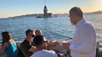 Üsküdar Belediye Başkanı Türkmen, sahili temiz tutan vatandaşlara dondurma ikram etti