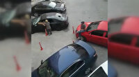Kavgalı oldukları ailenin arabasını parçaladılar