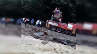 Trabzon'da şiddetli yağış nedeniyle mahsur kalan vatandaşlar böyle kurtarıldı