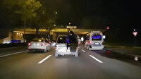 Trafikte tehlike saçan düğün konvoyu kamerada
