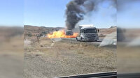 Sivast'ta yol ortasında TIR dorsesi alev aldı: Sürücünün TIR'ı kurtarma çabası kameraya böyle yansıdı