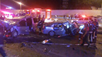 Denizli'de karşı şeride geçen otomobilin ticari araçla çarpışması sonucu 10 kişi yaralandı