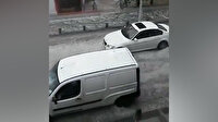 Ümraniye'de sel suları otomobili böyle sürükledi