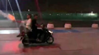 Yenikapı’da havai fişekli motosikletli magandalar kamerada