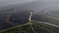 Hatay'da yanan alan havadan görüntülendi
