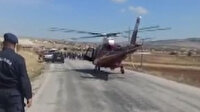 Ambulans helikopter kazada ağır yaralanan kişi için karayoluna indi