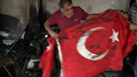 Hatay'da alevlerin sardığı evden geriye sadece Türk bayrağı kaldı