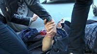 Motosikletlinin elini bir an olsun bırakmadı: D-100'de kaza yapan sürücünün ayağı jant tellerine sıkıştı