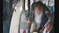 İstediği yerde inmek isteyen yolcu otobüsün frenine bastı: Şoför faciayı önledi