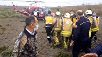 Yaralı pilot ambulans helikopterle hastaneye kaldırıldı