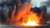 Irak'ta füze saldırısı düzenlenen petrol rafinerisinde yangın çıktı