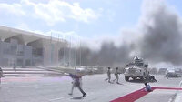 Yemen'de bakanları taşıyan uçak aprona geldiği sırada patlama oldu