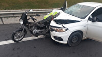 TEM Otoyolu'nda feci kaza: Motosiklet otomobilin önüne saplandı