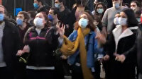 Boğaziçi Üniversitesi'nde toplanan gruptan DHKP-C marşı: Ellerinde sapanlar vuruyor bu çocuklar