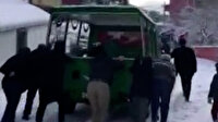 Yolda kalan İBB’nin cenaze aracını vatandaşlar itti