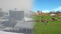 Bir tarafı kar kış diğer tarafı ise baharı yaşıyor