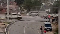 Antalya'da panelvan minibüsle caddede drift yapan maganda kamerada