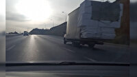 Kamyonet kasasında yer kalmayınca, yükleri dışına bağlayarak taşıdılar