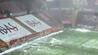 Galatasaray'da Kasımpaşa maçı öncesi stadyumun çatısındaki karlar temizlendi