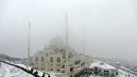 Beyaza bürünen Çamlıca Camii'nden kartpostallık görüntüler