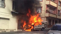 Kağıthane'de faciadan dönüldü: Alev alan araç doğal gaz kutusuna çarptı
