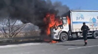 Bursa'da su kamyonu alev topuna döndü