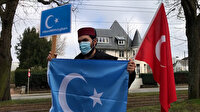 Çin'in Brüksel Büyükelçiliği önünde Uygur Türklerine uygulanan zulüm protesto edildi