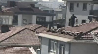 Ümraniye'de çatıda çalışan işçilerin aldığı önlem 'pes' dedirtti