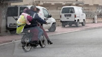Konya'da sokağa çıkma kısıtlamasında motosiklet üzerinde tehlikeli yolculuk