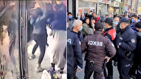 Gözaltına alınan ağabeyi için polislere saldırdı: Su atıp, tabure fırlatmaya çalıştığı anlar kamerada