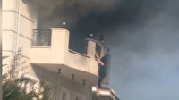 Villada dehşet anları: Alevlerden kaçmak için balkondan sarktı