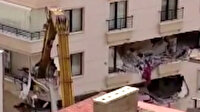 Ankara'da istinat duvarı yıkılan binada yıkım çalışmaları başladı