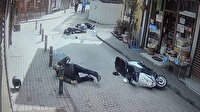 İki kurye kafa kafaya çarpıştı: Sürücülerden biri yerde kıvranan diğer sürücüyü bırakıp kaçtı
