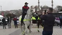 Üsküdar Sahili'ndeki denetimde atlı birliklere turistler yoğun ilgi gösterdi
