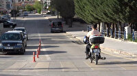 Kırıkkale'de motosiklet sürücüsü kaskı başına değil koluna taktı