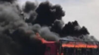 Konya'da seyir halindeki beyaz eşya yüklü TIR'da yangın çıktı