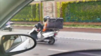 Bayrampaşa'da motosikleti ayağıyla kullanan kurye kazaya davetiye çıkardı