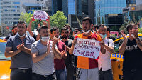 İsrail Konsolosluğu önünde toplanan taksicilerden protesto